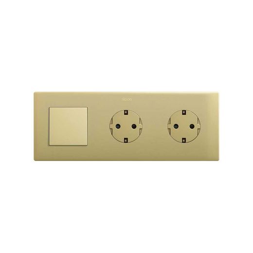 Marco compuesto por 1 elemento y 2 estética mínima para base de enchufe CLEAN bronce