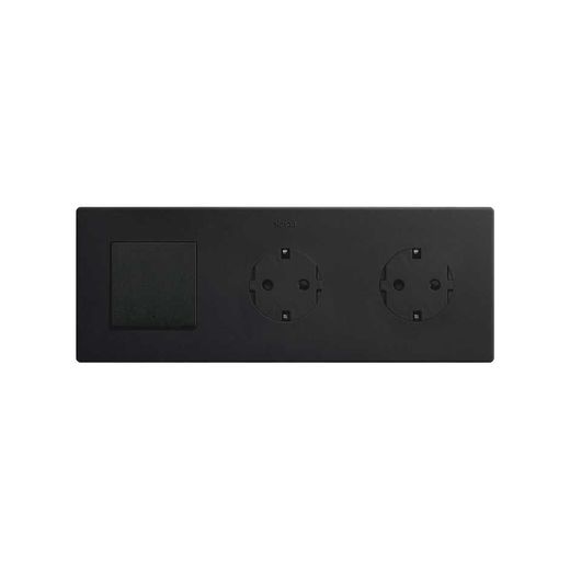 Marco compuesto por 1 elemento y 2 estética mínima para base de enchufe CLEAN negro mate