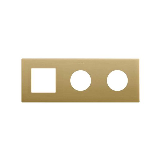 Marco compuesto por 1 elemento y 2 estética mínima para base de enchufe CLEAN oro