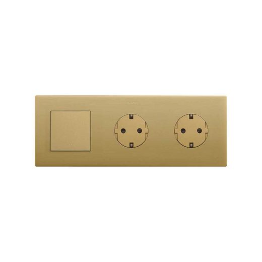 Marco compuesto por 1 elemento y 2 estética mínima para base de enchufe CLEAN oro