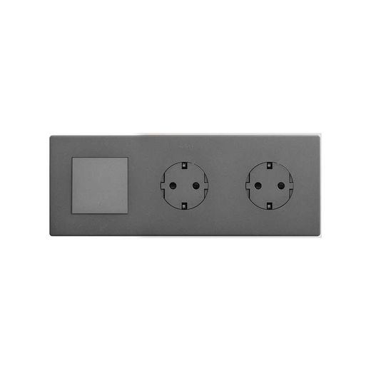 Marco compuesto por 1 elemento y 2 estética mínima para base de enchufe CLEAN titanio