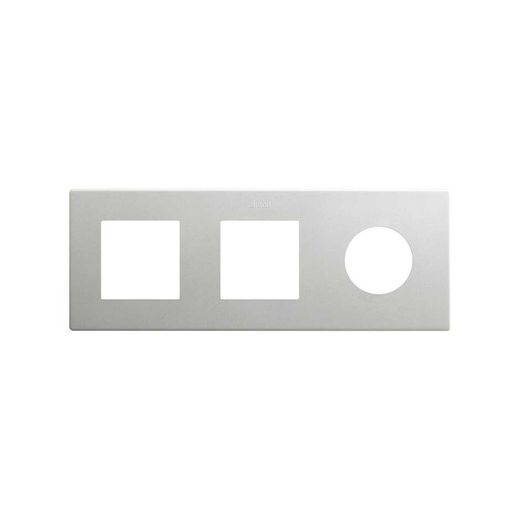 Marco compuesto por 2 elementos y 1 estética mínima para base enchufe schuko CLEAN aluminio
