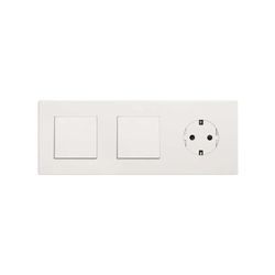 Marco compuesto por 2 elementos y 1 estética mínima para base enchufe schuko CLEAN blanco mate