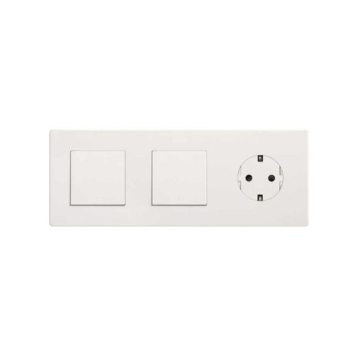 Marco compuesto por 2 elementos y 1 estética mínima para base enchufe schuko CLEAN blanco mate