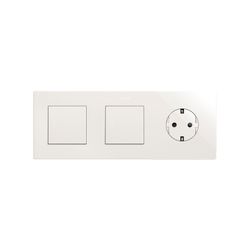 Marco compuesto por 2 elementos y 1 estética mínima para base enchufe schuko CLEAN blanco