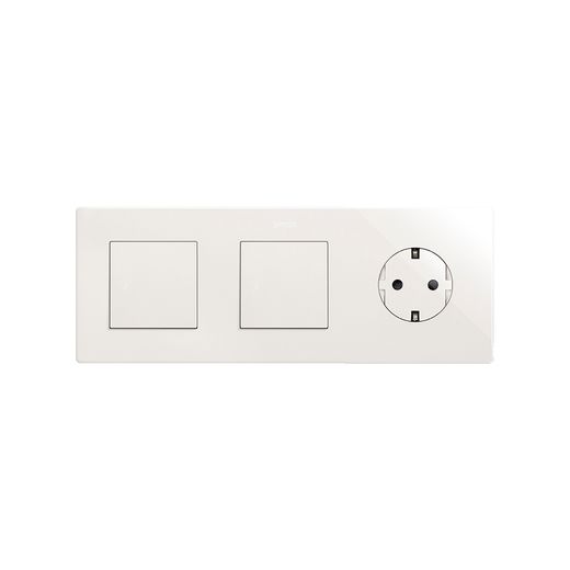 Marco compuesto por 2 elementos y 1 estética mínima para base enchufe schuko CLEAN blanco