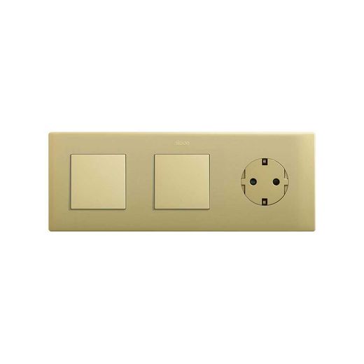 Marco compuesto por 2 elementos y 1 estética mínima para base enchufe schuko CLEAN bronce