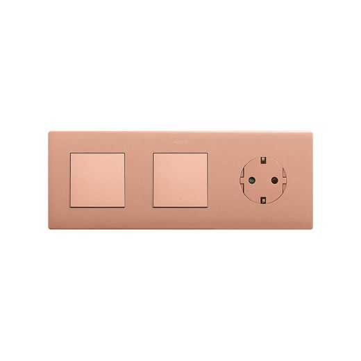 Marco compuesto por 2 elementos y 1 estética mínima para base enchufe schuko CLEAN cobre