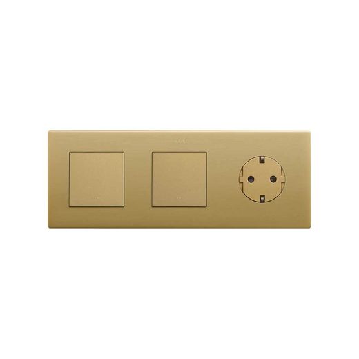 Marco compuesto por 2 elementos y 1 estética mínima para base enchufe schuko CLEAN oro