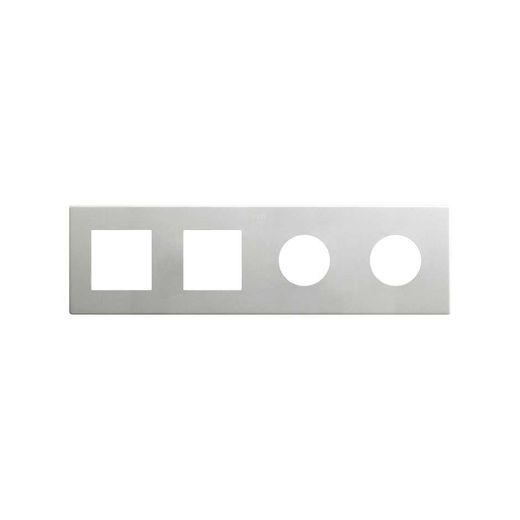 Marco compuesto por 2 elementos y 2 estética mínima para base enchufe schuko CLEAN aluminio