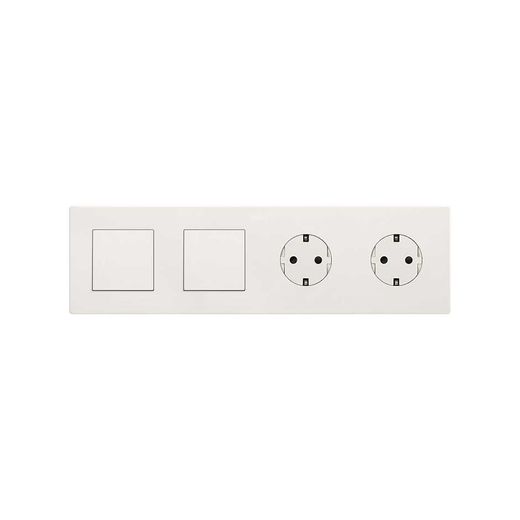Marco compuesto por 2 elementos y 2 estética mínima para base enchufe schuko CLEAN blanco mate