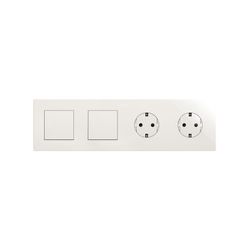 Marco compuesto por 2 elementos y 2 estética mínima para base enchufe schuko CLEAN blanco