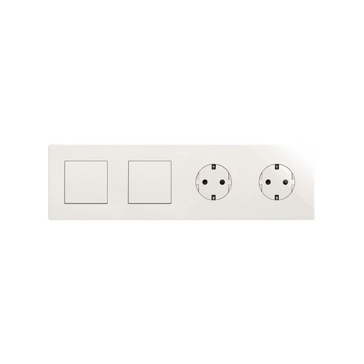 Marco compuesto por 2 elementos y 2 estética mínima para base enchufe schuko CLEAN blanco