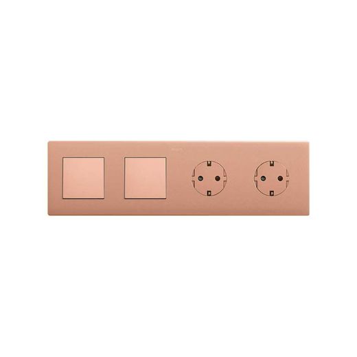 Marco compuesto por 2 elementos y 2 estética mínima para base enchufe schuko CLEAN cobre