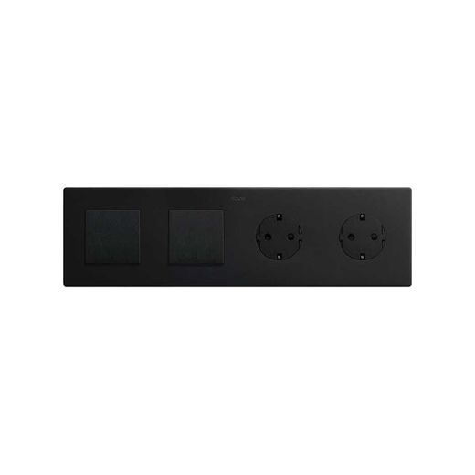 Marco compuesto por 2 elementos y 2 estética mínima para base enchufe schuko CLEAN negro mate
