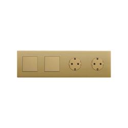 Marco compuesto por 2 elementos y 2 estética mínima para base enchufe schuko CLEAN oro