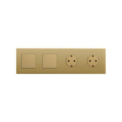 Marco compuesto por 2 elementos y 2 estética mínima para base enchufe schuko CLEAN oro