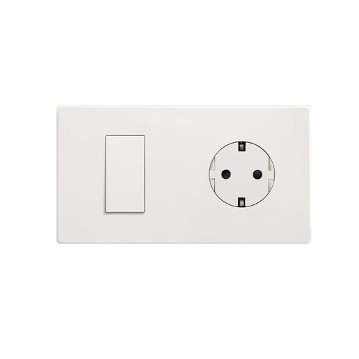 Marco estética mínima para 2 elementos para 1 base enchufe schuko CLEAN blanco mate