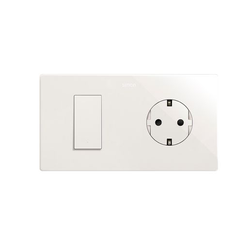Marco estética mínima para 2 elementos para 1 base enchufe schuko CLEAN blanco