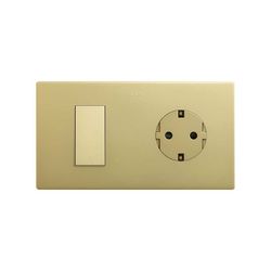 Marco estética mínima para 2 elementos para 1 base enchufe schuko CLEAN bronce