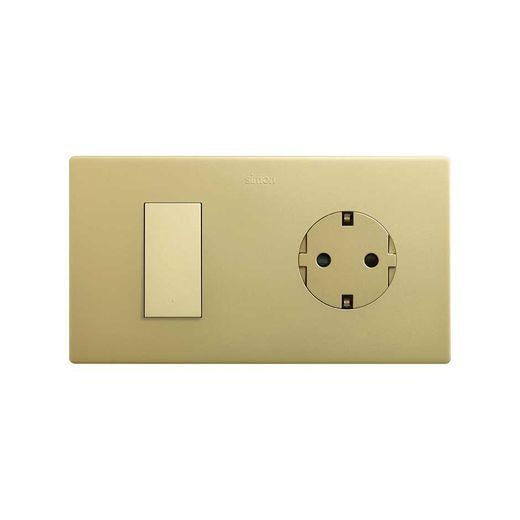 Marco estética mínima para 2 elementos para 1 base enchufe schuko CLEAN bronce