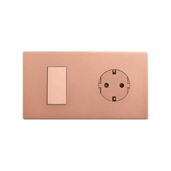 Marco estética mínima para 2 elementos para 1 base enchufe schuko CLEAN cobre