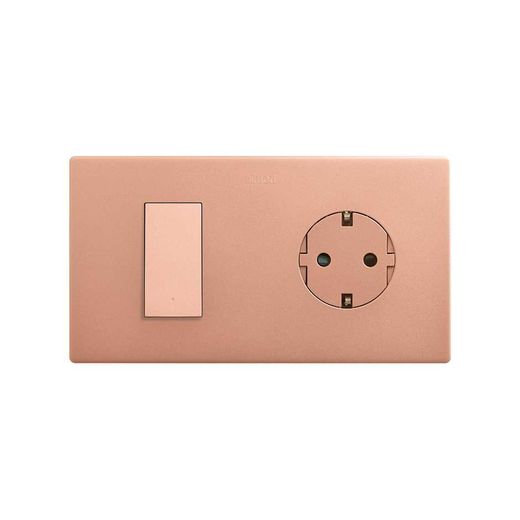 Marco estética mínima para 2 elementos para 1 base enchufe schuko CLEAN cobre