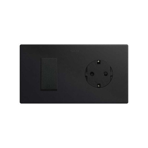 Marco estética mínima para 2 elementos para 1 base enchufe schuko CLEAN negro mate