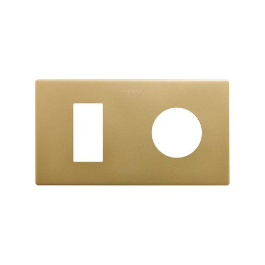 Marco estética mínima para 2 elementos para 1 base enchufe schuko CLEAN oro