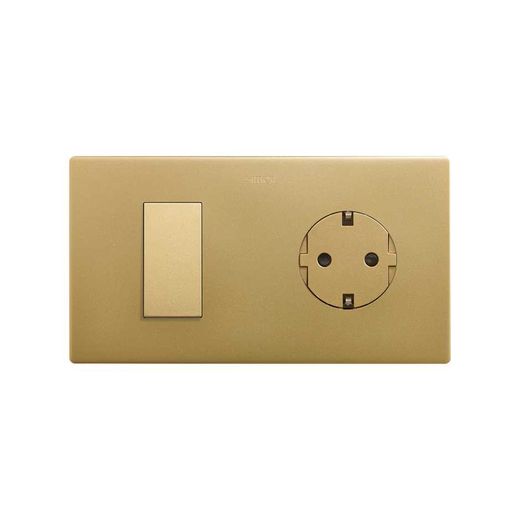 Marco estética mínima para 2 elementos para 1 base enchufe schuko CLEAN oro