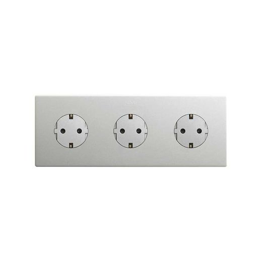 Marco estética mínima para base schuko CLEAN de 3 elementos aluminio