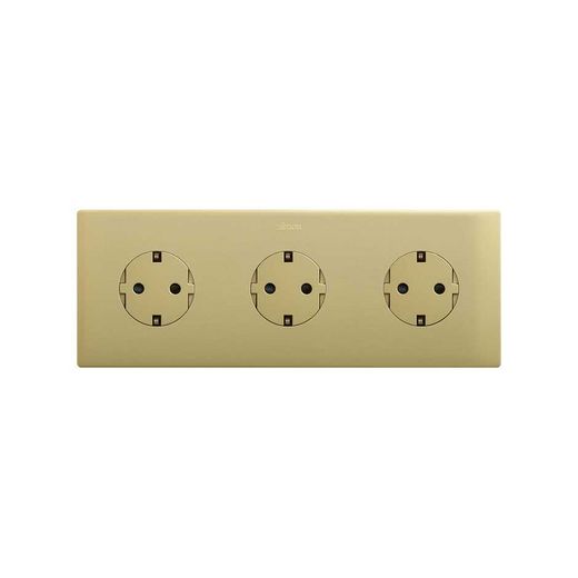 Marco estética mínima para base schuko CLEAN de 3 elementos bronce