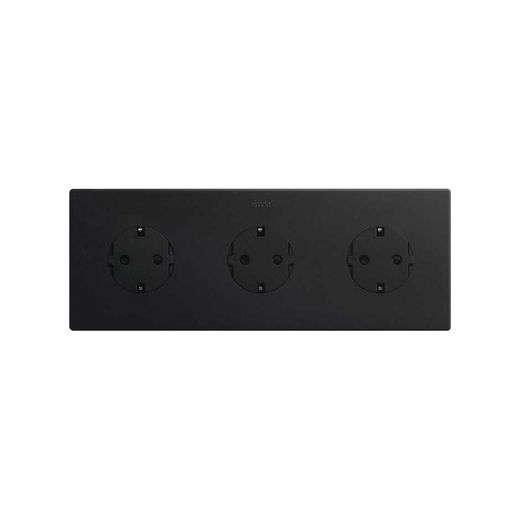 Marco estética mínima para base schuko CLEAN de 3 elementos negro mate