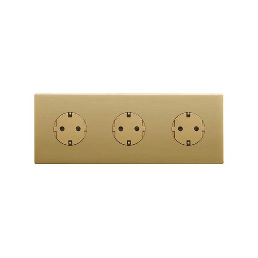 Marco estética mínima para base schuko CLEAN de 3 elementos oro