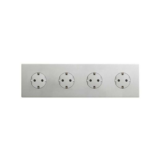 Marco estética mínima para base schuko CLEAN de 4 elementos aluminio
