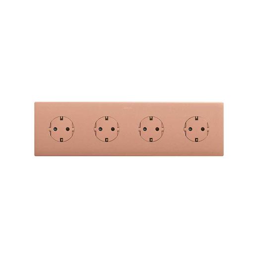 Marco estética mínima para base schuko CLEAN de 4 elementos cobre
