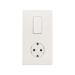 Marco estética mínima vertical para 2 elementos para 1 base de enchufe schuko CLEAN blanco mate