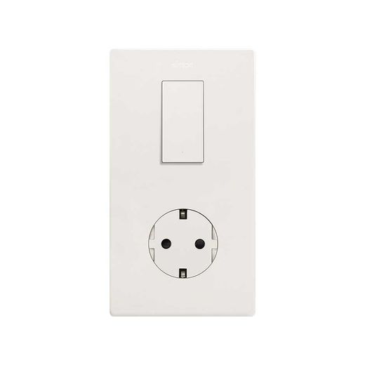 Marco estética mínima vertical para 2 elementos para 1 base de enchufe schuko CLEAN blanco mate
