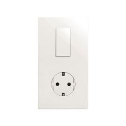 Marco estética mínima vertical para 2 elementos para 1 base de enchufe schuko CLEAN blanco