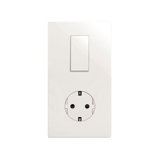 Marco estética mínima vertical para 2 elementos para 1 base de enchufe schuko CLEAN blanco