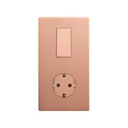 Marco estética mínima vertical para 2 elementos para 1 base de enchufe schuko CLEAN cobre