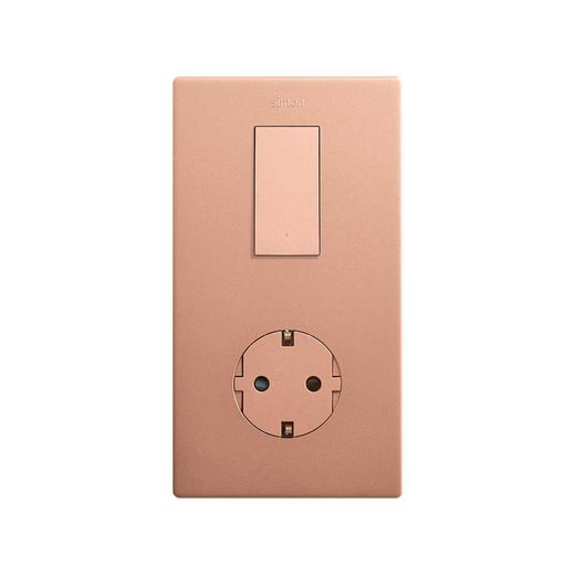 Marco estética mínima vertical para 2 elementos para 1 base de enchufe schuko CLEAN cobre