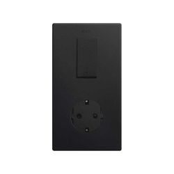 Marco estética mínima vertical para 2 elementos para 1 base de enchufe schuko CLEAN negro mate