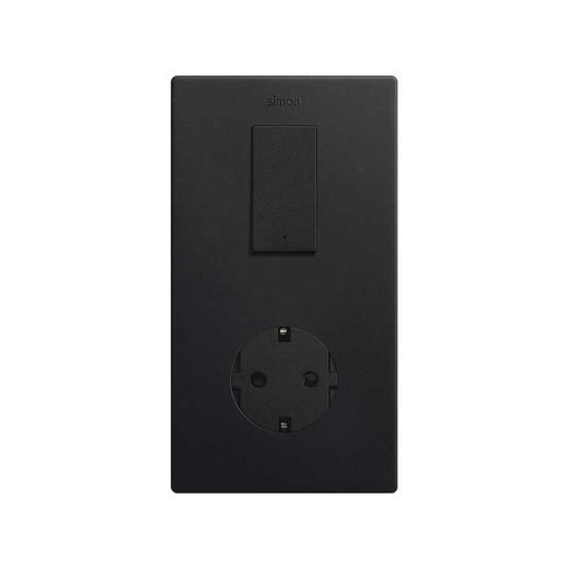 Marco estética mínima vertical para 2 elementos para 1 base de enchufe schuko CLEAN negro mate