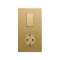 Marco estética mínima vertical para 2 elementos para 1 base de enchufe schuko CLEAN oro
