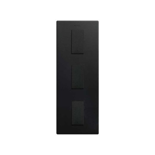 Marco estética mínima vertical para 3 elementos negro mate