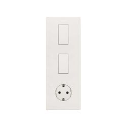 Marco estética mínima vertical para 3 elementos para 1 base de enchufe schuko CLEAN blanco mate