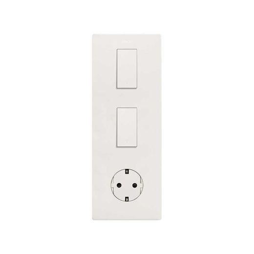 Marco estética mínima vertical para 3 elementos para 1 base de enchufe schuko CLEAN blanco mate