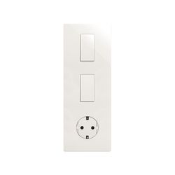 Marco estética mínima vertical para 3 elementos para 1 base de enchufe schuko CLEAN blanco
