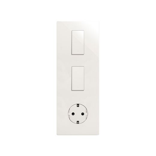 Marco estética mínima vertical para 3 elementos para 1 base de enchufe schuko CLEAN blanco